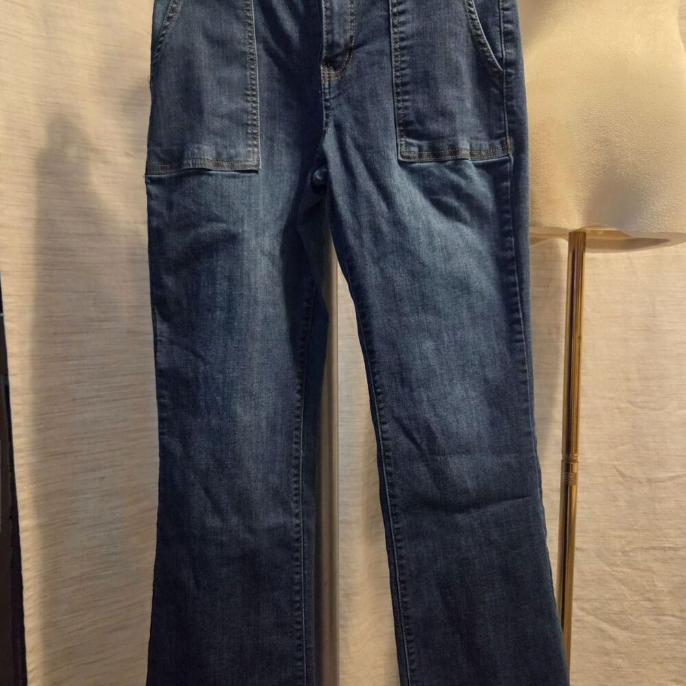 Women's Petite Wide Leg Dark Wash Jeans